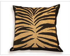 Square Zebra Hessian Cushion with Beaded Corners